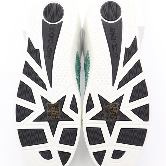 NIB Jimmy Choo Hawaii Leather Glitter Stripe Trainers Sneakers Shoes - Picture 11 of 11